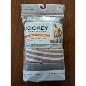 3 pack Men's Jockey Generation Stay New Cotton Boxer Briefs Size XL Gray